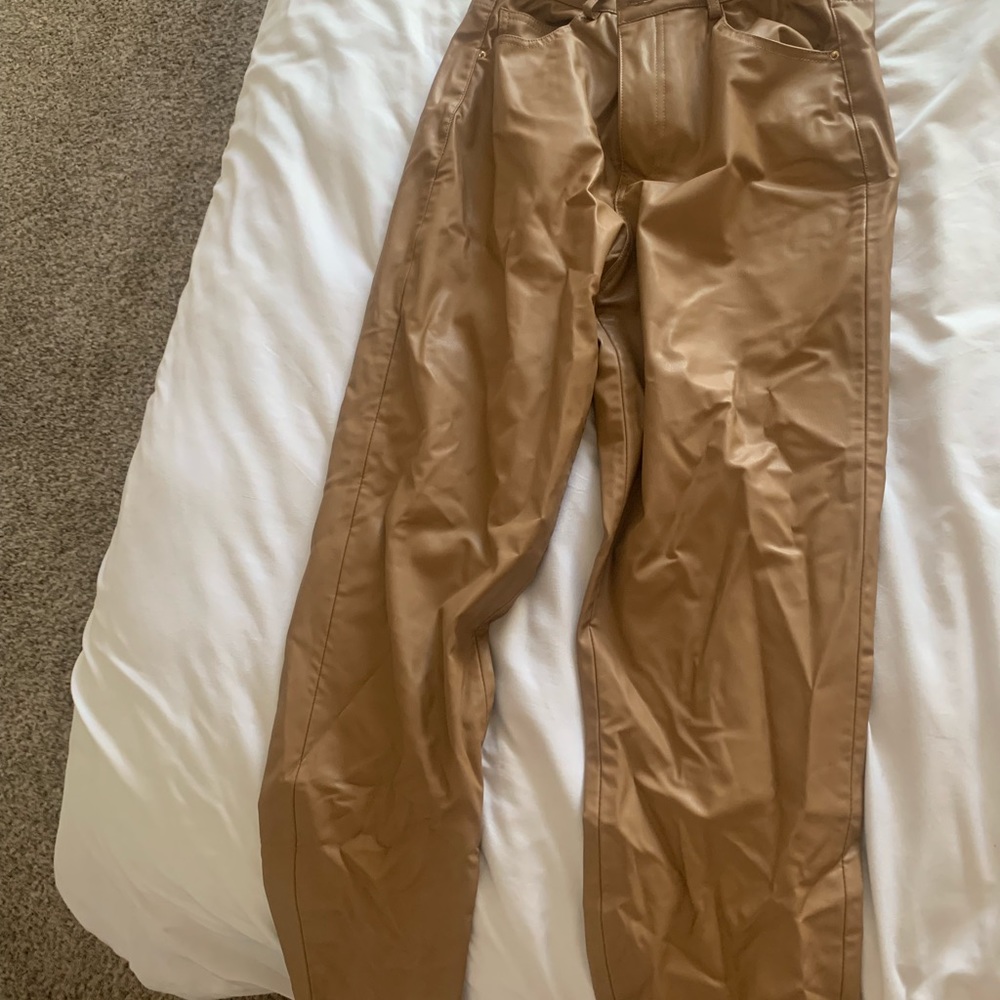 Tan / camel Zara faux leather pant